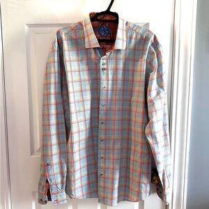 AU NOIR Shirt Sz (6) 2X Button Down 100% Cotton Plaid EUC